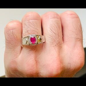 Sterling Ruby & Diamonds Men’s Ring